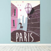 Toile Affiche de vacances rétro Paris (Insitu (Plancher de Bois))