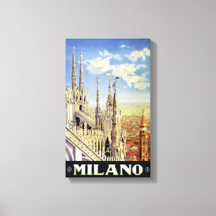 Toile Affiche de Vintage voyage de Milan Italie