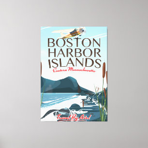 Toile Affiche de vol du Massachusetts du port de Boston