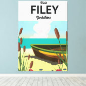 Toile Affiche de voyage à Filey, Yorkshire Seaside (Insitu (Plancher de Bois))