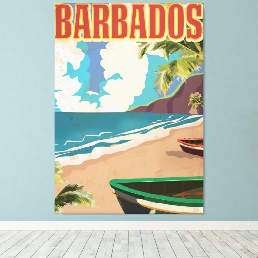Toile Affiche de voyage à la Barbade (Insitu (Plancher de Bois))