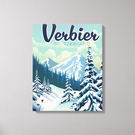 Toile Affiche de voyage à Verbier Suisse (Recto)