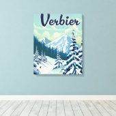 Toile Affiche de voyage à Verbier Suisse (Insitu (Plancher de Bois))