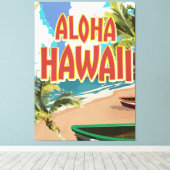 Toile Affiche de voyage Aloha Hawaii (Insitu (Plancher de Bois))