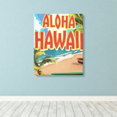 Toile Affiche de voyage Aloha Hawaii (Insitu (Plancher de Bois))