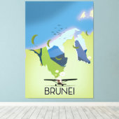 Toile Affiche de voyage carte de Brunei (Insitu (Plancher de Bois))