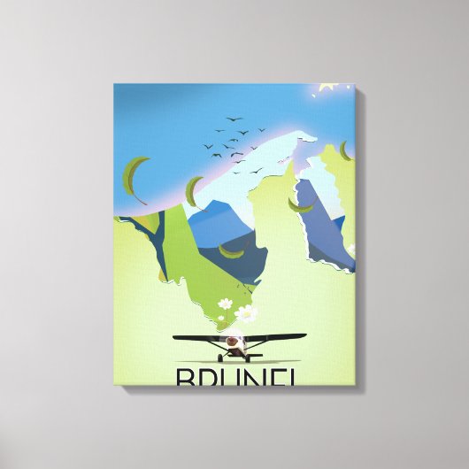 Toile Affiche de voyage carte de Brunei (Recto)