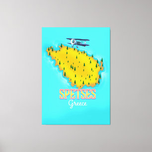 Toile Affiche de voyage carte de l'île grecque de Spetse