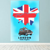 Toile Affiche de voyage carte illustrée de Londres (Insitu (Plancher de Bois))