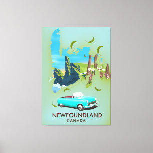 Toile Affiche de voyage carte Terre-Neuve Canada