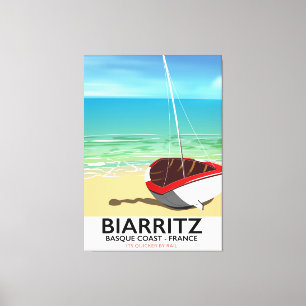 Toile Affiche de voyage de Biarritz France Beach