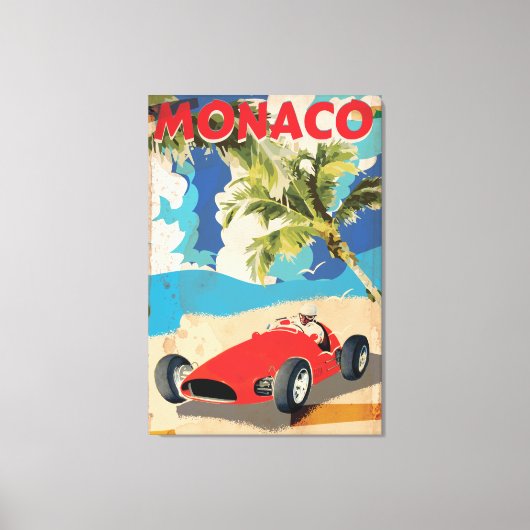 TOILE AFFICHE DE VOYAGE DE COURSE MONACO VINTAGE (Recto)