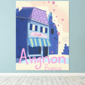 Toile Affiche de voyage de dessin animé d'Avignon France (Insitu (Plancher de Bois))