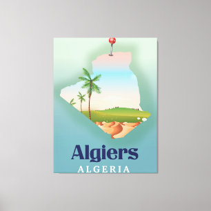 Toile Affiche de voyage de la carte algérienne d'Alger