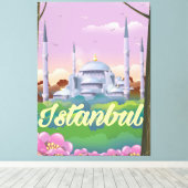 Toile Affiche de voyage de la mosquée bleue d'Istanbul (Insitu (Plancher de Bois))