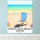 Toile Affiche de voyage de la plage de Strete Gate Devon (Insitu (Plancher de Bois))