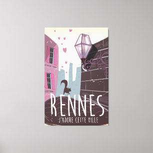 Toile Affiche de voyage de la ville de Rennes France