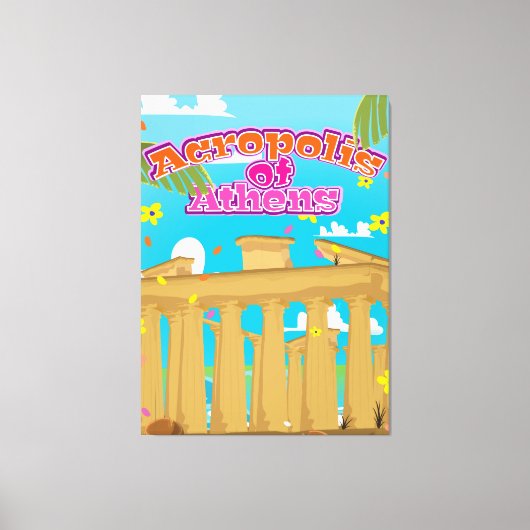 Toile Affiche de voyage de l'Acropole d'Athènes Grèce. (Recto)