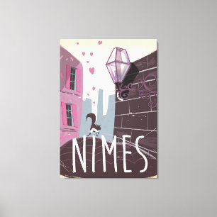 Toile Affiche de voyage de Nîmes France