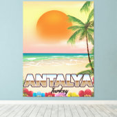 Toile Affiche de voyage de plage d'Antalya Turquie (Insitu (Plancher de Bois))