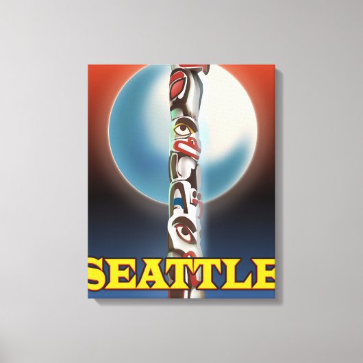 Toile Affiche de voyage de Seattle Totem pole (Recto)