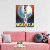 Toile Affiche de voyage de Seattle Totem pole (Insitu(Salon))
