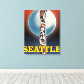 Toile Affiche de voyage de Seattle Totem pole (Insitu (Plancher de Bois))