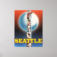 Affiche de voyage de Seattle Totem pole