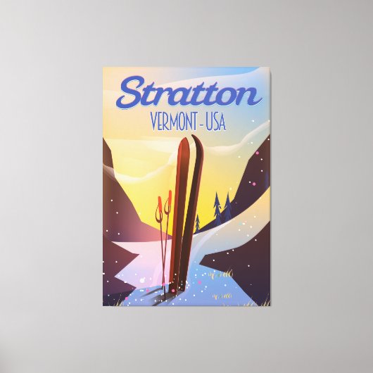 Toile Affiche de voyage de ski à Stratton Vermont (Recto)