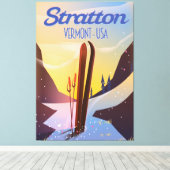 Toile Affiche de voyage de ski à Stratton Vermont (Insitu (Plancher de Bois))