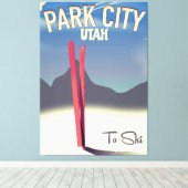 Toile affiche de voyage de ski du parc de l'Utah (Insitu (Plancher de Bois))