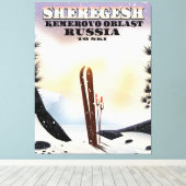Toile Affiche de voyage de ski Sheregesh Russie. (Insitu (Plancher de Bois))