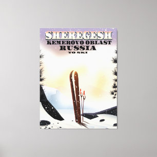 Toile Affiche de voyage de ski Sheregesh Russie.