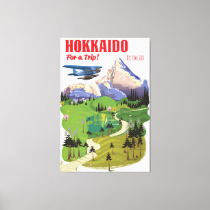 Toile Affiche de voyage de style vintage Hokkaido Japon