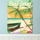Toile Affiche de voyage de style vintage Saipan (Insitu (Plancher de Bois))