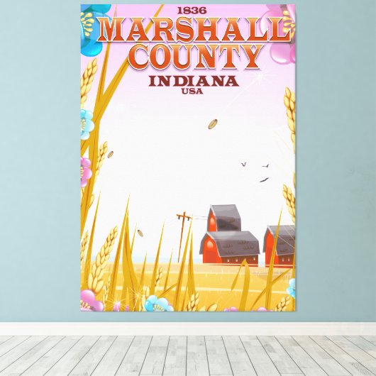Toile Affiche de voyage du comté de Marshall '1836' Indi (Insitu (Plancher de Bois))