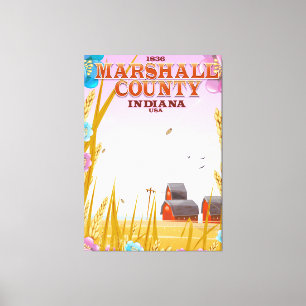 Toile Affiche de voyage du comté de Marshall '1836' Indi