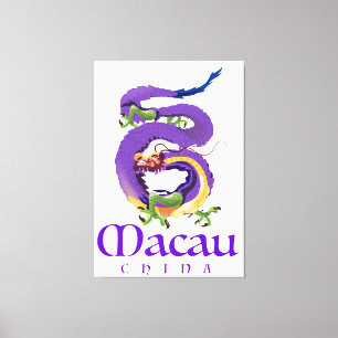 Toile Affiche de voyage du dragon de Macao Chine.