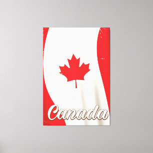 Toile Affiche de voyage du drapeau du Canada Vintage