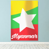 Toile Affiche de voyage du drapeau du Myanmar (Insitu (Plancher de Bois))