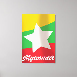 Toile Affiche de voyage du drapeau du Myanmar