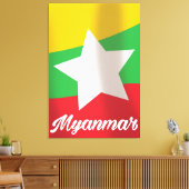 Toile Affiche de voyage du drapeau du Myanmar (Insitu(Salon))