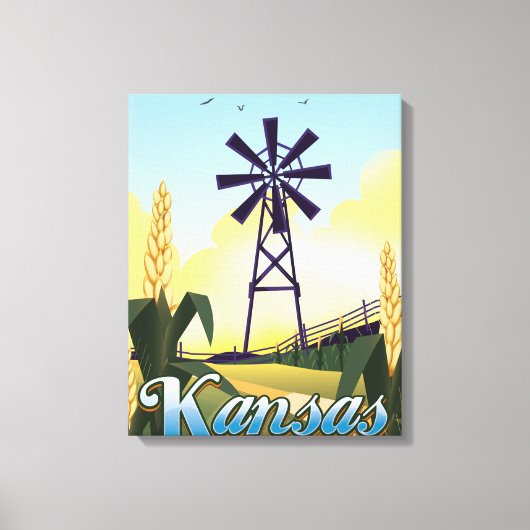 Toile Affiche de voyage du Kansas "l'État du blé". (Recto)