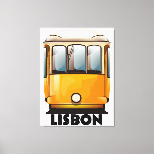 Toile Affiche de voyage du tramway jaune de Lisbonne