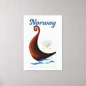 Toile Affiche de voyage en bateau long de Norvège (Recto)