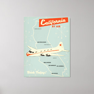 Toile Affiche de voyage en Californie "par avion" de sty