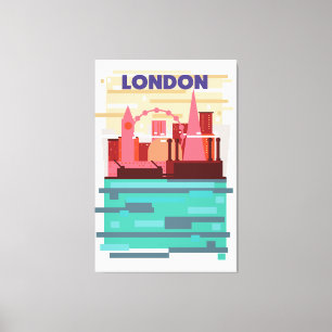 Toile Affiche de voyage en ligne d'horizon à Londres.