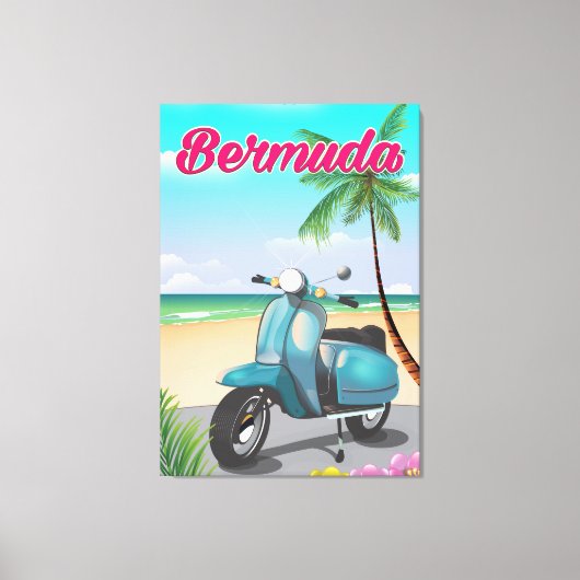 Toile Affiche de voyage en scooter de plage des Bermudes (Recto)