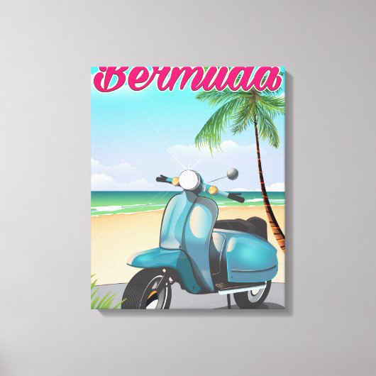 Toile Affiche de voyage en scooter de plage des Bermudes (Recto)