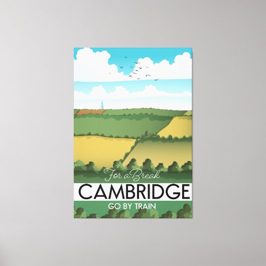 Toile Affiche de voyage en train à Cambridge (Recto)